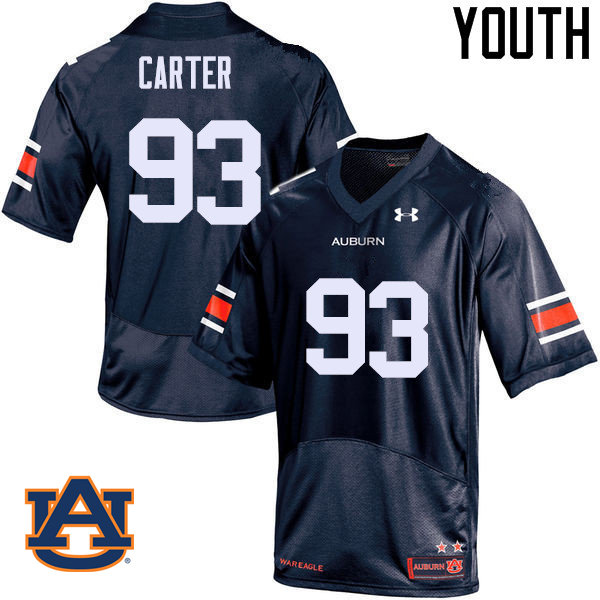 Youth Auburn Tigers #93 Tyler Carter College Football Jerseys Sale-Navy